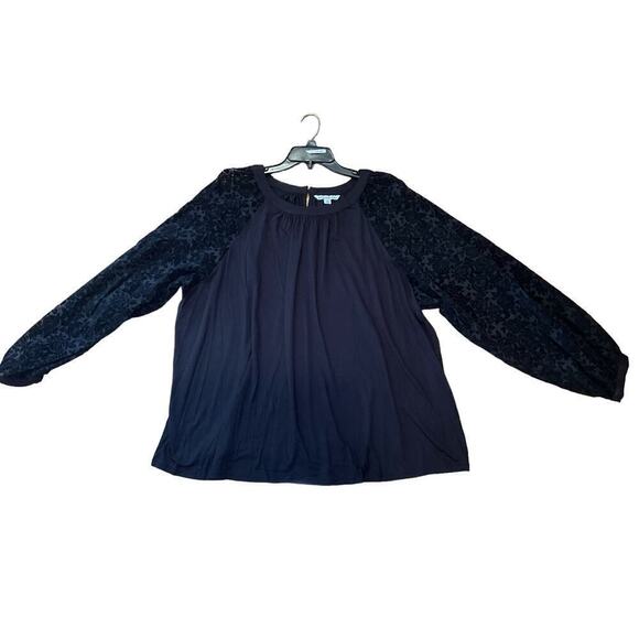 Zac & Rachel Top Women's 2X Black Rayon Stretch Pleated Keyhole Back Motorcycle - Picture 3 of 5